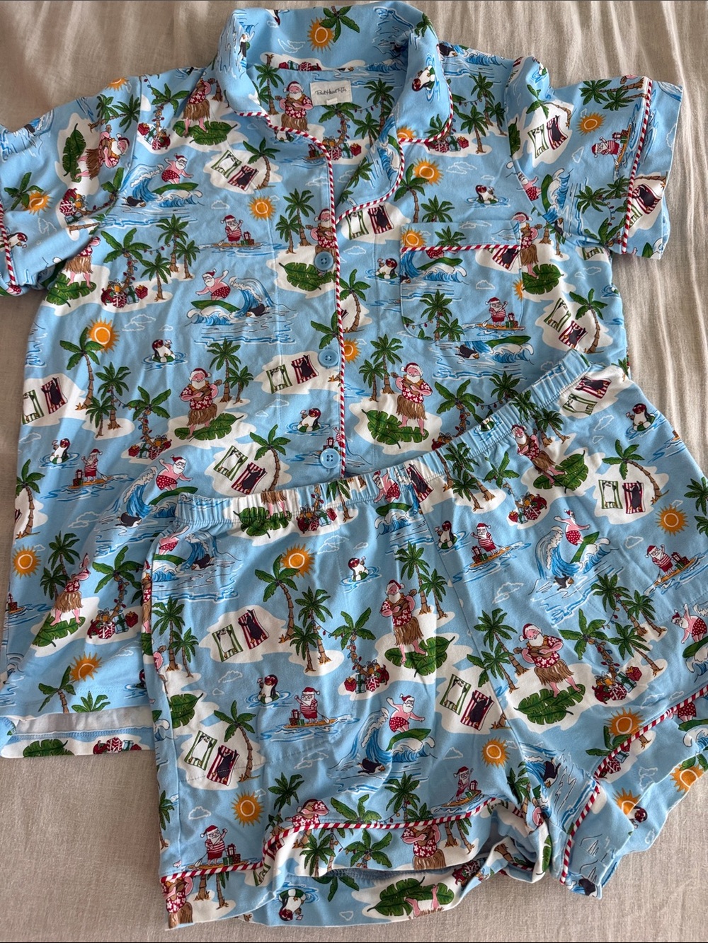 BedHead Tropical Santa Print Pajama shorts Set
